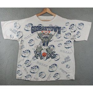 VINTAGE 90s Georgetown Hoyas Basketball AOP Shirt size XL
